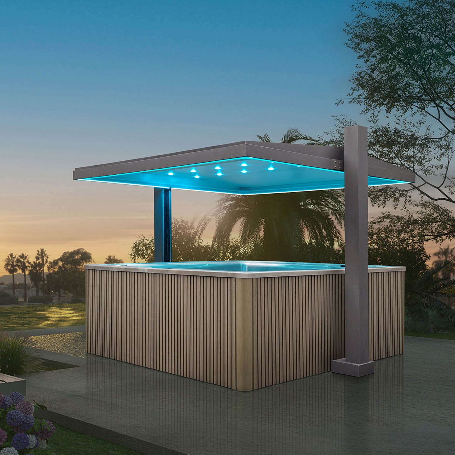 GRAND WHIRLPOOLS 380 SQUARE – XXL Whirlpool 3,80 × 3,80 m für 12 Personen, Flaggschiff der Serie